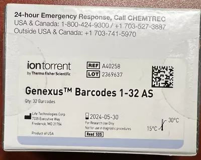 Buy New Applied BioSystems Ion Torrent Genexus Barcodes1-32 AS A40258 • 172$