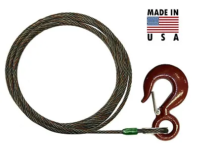 Buy 1/2  X 125' Fiber Core Winch Line Wrecker Tow Cable W/ Fixed Hook & Latch Truck • 139.99$