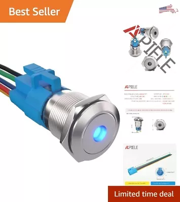 Buy Stainless Steel 19mm Blue Durable Push Button Switch - Latching - 12V-24VDC • 18.80$