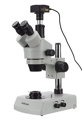 Buy 7X-45X Gem Stereo Microscope With Dual Halogen Lights + Darkfield Condenser + 5M • 875.99$