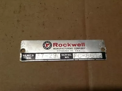 Buy Rockwell Jointer  Model 37-290  Name Plate 37 290  RWP-01 • 14.99$