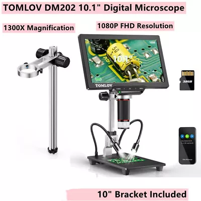 Buy TOMLOV 10.1In 16MP Coin Microscope 1300X Digital Microscope For Soldering 32GB • 177.81$