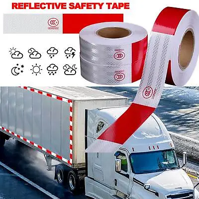 Buy Reflective Trailer Tape Red White Truck Warning Tape Conspicuity Sign Safety Car • 13.99$