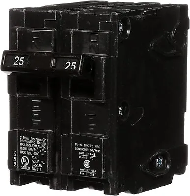 Buy Siemens -HI Q225 25-Amp Double Pole Type QP Circuit Breaker Black • 24.99$