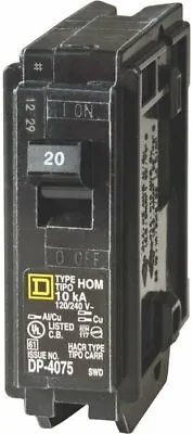 Buy Square D Schneider Electric 20A 1 Pole HO Breaker HOM120C • 15.08$