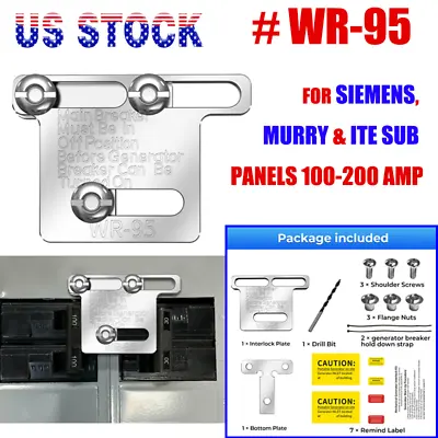 Buy Generator Interlock Kit For Siemens , Murry & ITE Sub 100 & 200 Amp Main Panel • 45.99$
