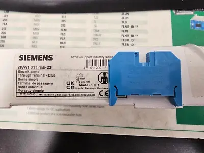 Buy SIEMENS 8WA1011-1BF23 TERMINAL BLOCK 2.5mm BLUE 800V (1 Piece) Open • 3.25$