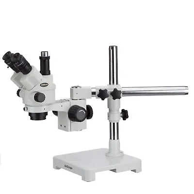 Buy AmScope 7X-45X Simul-Focal Zoom Trinocular Stereo Microscope Locking Single Boom • 493.99$