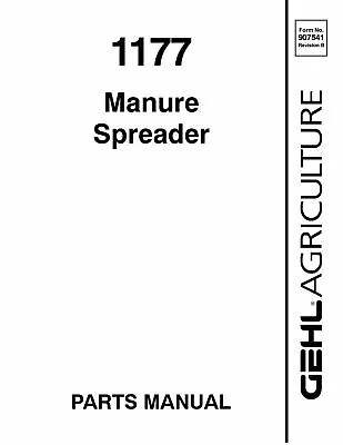 Buy Manure Spreader Service Parts Manual Fits Gehl 1177 907541 • 6.99$