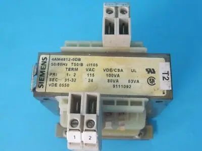 Buy Siemens 4AM4812-0DB 80 VA Single Phase Transformer .080 KVA 4AM48120DB VDE 0550 • 24.99$