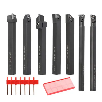 Buy 7PCS Lathe Carbide Inserts Tool & Holder Wrench Mini Lathe Set Turning Tooling • 39.89$