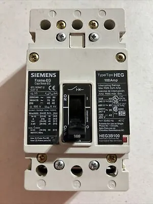Buy Siemens HEG3B100 3-Pole 100-Amp Circuit Breaker, UNUSED SURPLUS • 1,500$