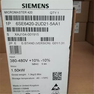 Buy New Siemens 6SE6 420-2UD21-5AA1 6SE6420-2UD21-5AA1 MICROMASTER420 Without Filter • 280.75$