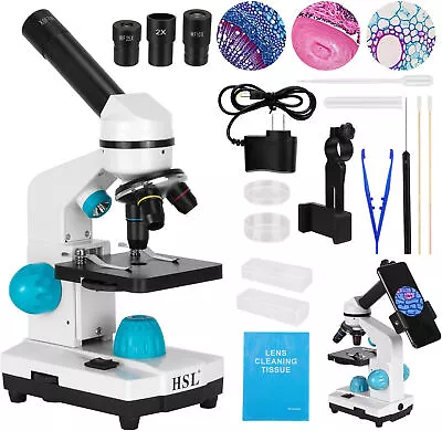 Buy 40X-2000X Binocular Biological Microscope LED Lamp Phone Clip Student Experiment • 52.99$