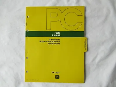 Buy 1976 John Deere Spike-tooth Harrows And Eveners Parts Catalog Manual PC-407 • 14.99$