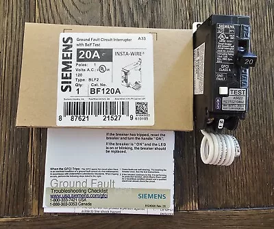 Buy Siemens GFCI Circuit Breaker 20A 1 Pole BF120A  • 60$