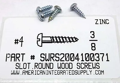 Buy #4x3/8 Round Head Slotted Wood Screws Steel Zinc Plated (50) • 11.50$