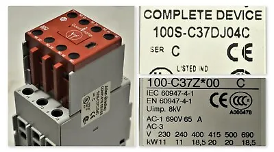 Buy Allen Bradley 100s-c37dj04c Safety Contactor Tested Good W/ 100-c37zj00 & 100s-f • 29.99$