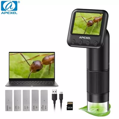 Buy APEXEL Pocket Handheld 800X Microscope Digital Microscope Camera LCD Screen USB • 63.99$