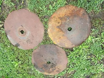 Buy Vintage Notched Farm Implement Disc Plow Blade Industrial Steampunk 18  Set Of 3 • 79.99$