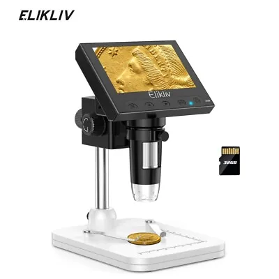 Buy Elikliv 1000X USB Digital Microscope 4.3'' LCD Screen Coin Inspection Kids Adult • 52.99$