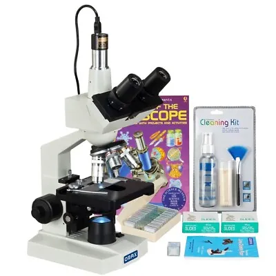 Buy OMAX 40X-2000X Digital Lab LED Microscope+1.3MP Camera+Slides+Book+Cleaning Kit • 382.99$