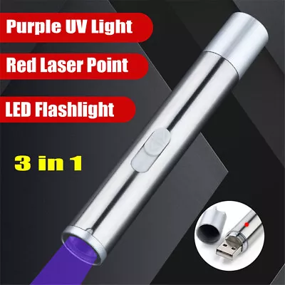 Buy USB Rechargeable Red Laser Pointer Pen Visible Beam Flashlight UV Light Pet Toy • 7.27$