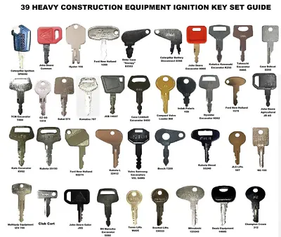 Buy 39 Heavy Construction Equipment Ignition Key Set Cat Case JD Komatsu Kubota JCB • 34.79$