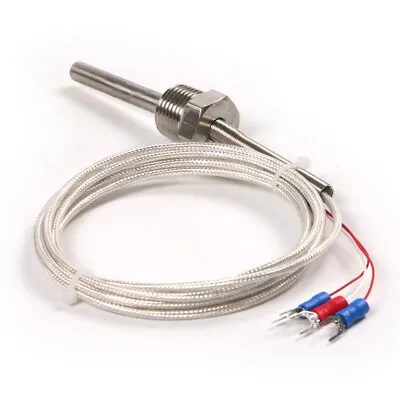 Buy 50mm RTD Pt100 Ohm Probe Sensor L PT NPT 1/2'' Thread W/ Insulation Lead Wire • 14.58$