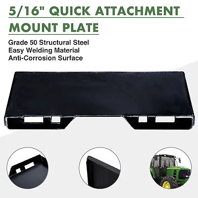 Buy 5/16  Quick Attachment Mount Plate For Bobcat Kubota Skid Steer Trailer Adapter • 87.57$