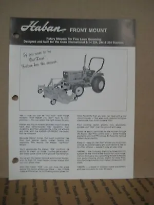 Buy Vintage Original Haban Specification Sheet Front Mount Mower For Case IH Tractor • 14.95$