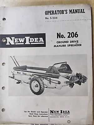 Buy New Idea No. 206 Manure Spreader, Operator / Parts Manual S-204,  1964 • 15.65$