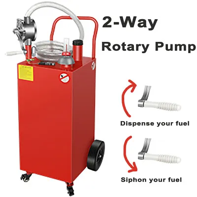 Buy Gas Fuel Diesel Caddy Transfer Tank 30 Gal Container With Rotary Pump 9 FT Hose • 212.99$