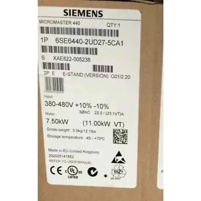 Buy New Siemens 6SE6 440-2UD27-5CA1 6SE6440-2UD27-5CA1 MICROMASTER440 Without Filter • 612.95$