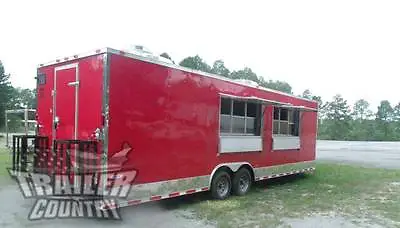 Buy New 2024 8.5x28 8.5 X 28 V-nosed Enclosed Concession Food Vending Bbq Trailer • 59,495$