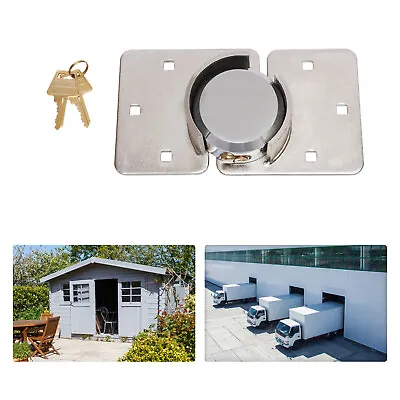 Buy 2 Pack Steel Garage Lock Heavy Duty Van Shed Door Security Padlock Hasp Lock Kit • 32.92$