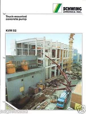 Buy Equipment Brochure - Schwing - KVM 52 - Truck-Mounted Concrete Pump 1987 (E2559) • 16.48$