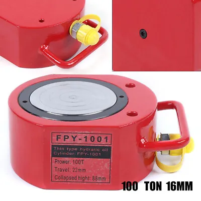 Buy 16mm 100Ton LOW HEIGHT Profile Hydraulic Cylinder Jack Ram Lifting Stroke • 127$