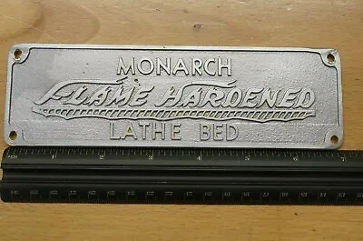 Buy Vintage Original Monarch Flame Hardened Lathe Bed Emblem 10EE Cast Aluminum • 125$