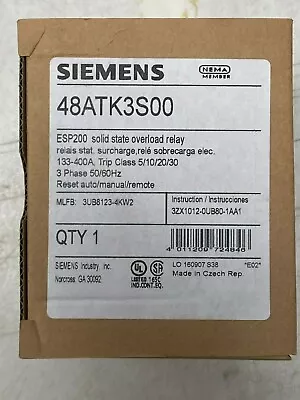 Buy SIEMENS 48ATK3S00 ESP200 Solid State Overload Relay - 133-400AMPS • 165$