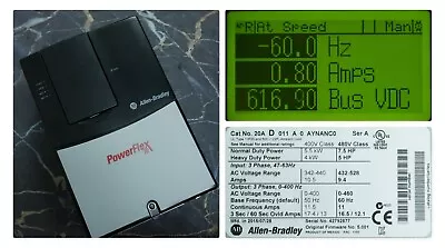 Buy Allen-Bradley PowerFlex 70 7.5HP 20AD011A0AYNANC0 480VAC Tested Good FRN: 5.001 • 899.99$