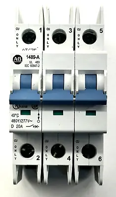 Buy Allen Bradley 1489-a3d200 Miniature Circuit Breaker 3p 20a • 23.09$