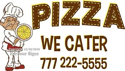 Buy Pizza We Cater Custom DECAL (Choose Your Size) Food Truck Concession Sticker • 20.99$