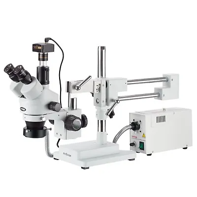 Buy AmScope 3.5X-90X Trinocular Fiber Optic Boom Stereo Microscope With 5MP Camera • 1,285.99$