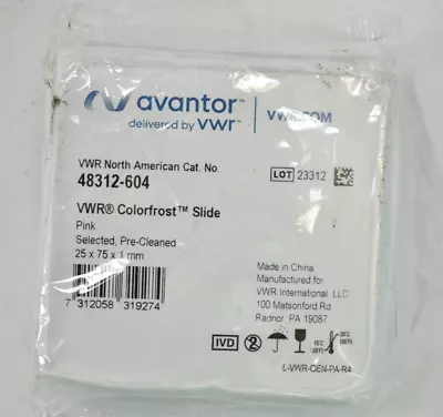 Buy Avantor VWR Premium Micro Slides Pink Colorfrost 25x75x1mm 72 Pack 48312-604 • 32.49$