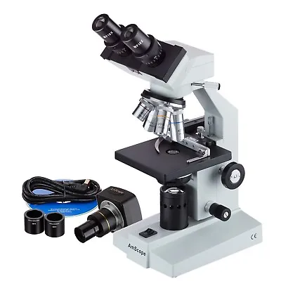 Buy AmScope 40X-2000X Binocular Microscope + Mech. Stage + 1.3MP Digital Camera • 408.99$