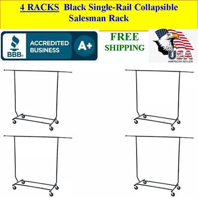 Buy 4 RACKS Black Single-Rail Collapsible Salesman, Show, Clothing Rack • 395.80$