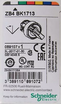 Buy SCHNEIDER ELECTRIC ZB4 BK1713 Clear White Illuminated Selector Switch Operator • 18$