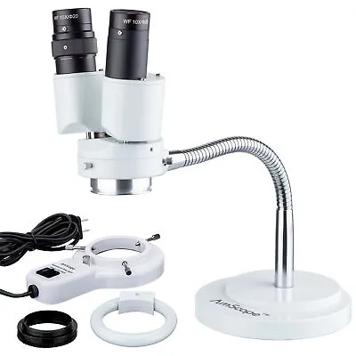 Buy AmScope 8X Binocular Gooseneck Arm Stereo Microscope + 8W Fluorescent Ring Light • 159.99$
