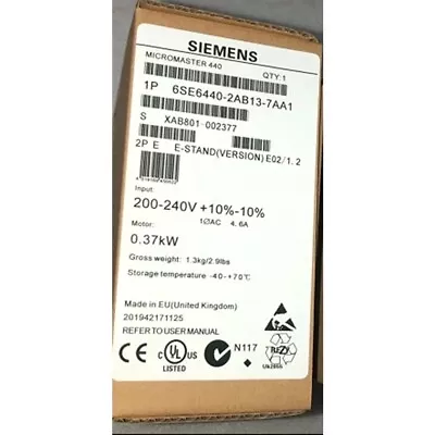 Buy New Siemens 6SE6440-2AB13-7AA1 6SE6 440-2AB13-7AA1 MICROMASTER440 Without Filter • 494.46$